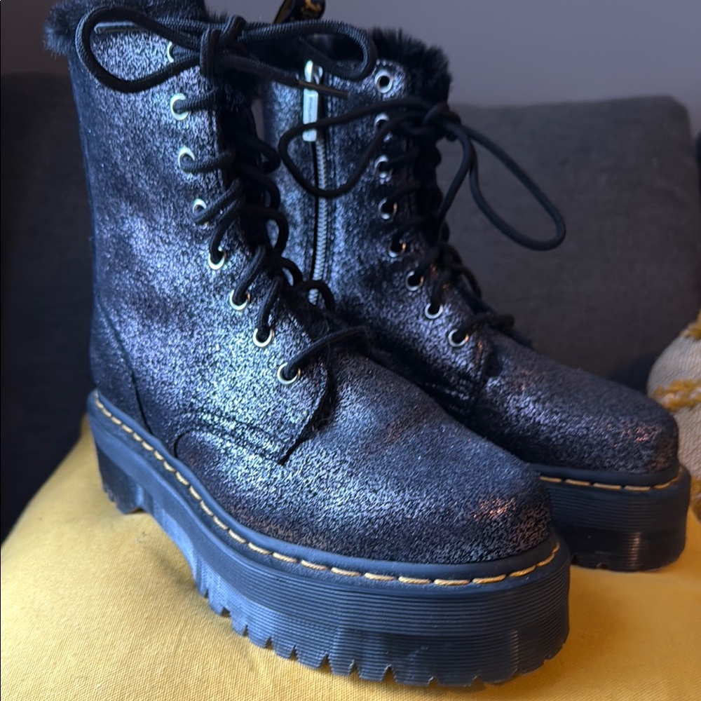 Dr. Martens Glittery Black Platform Boots